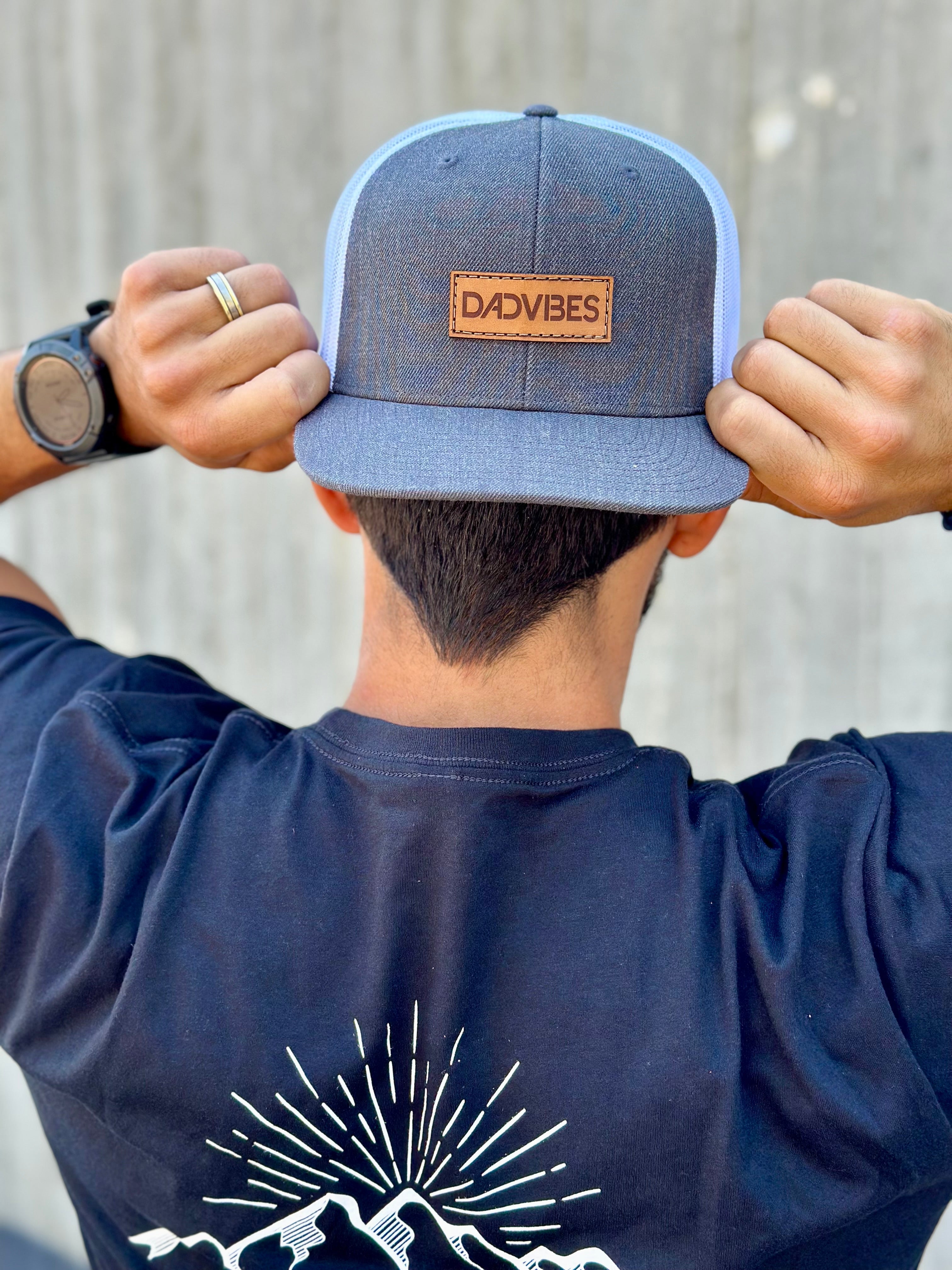 Image of Dadvibes Flat Bill Trucker Leather Patch Snapback