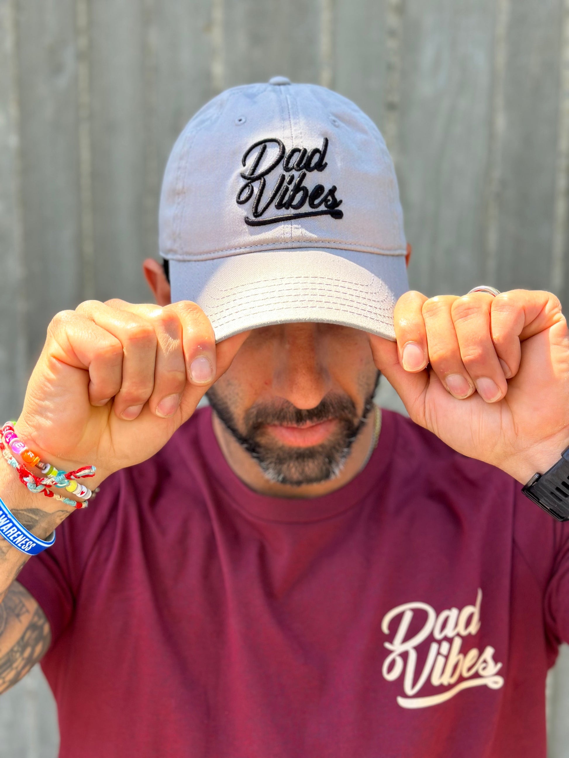 Dadvibes Script Puff (Grey Dad Hat)