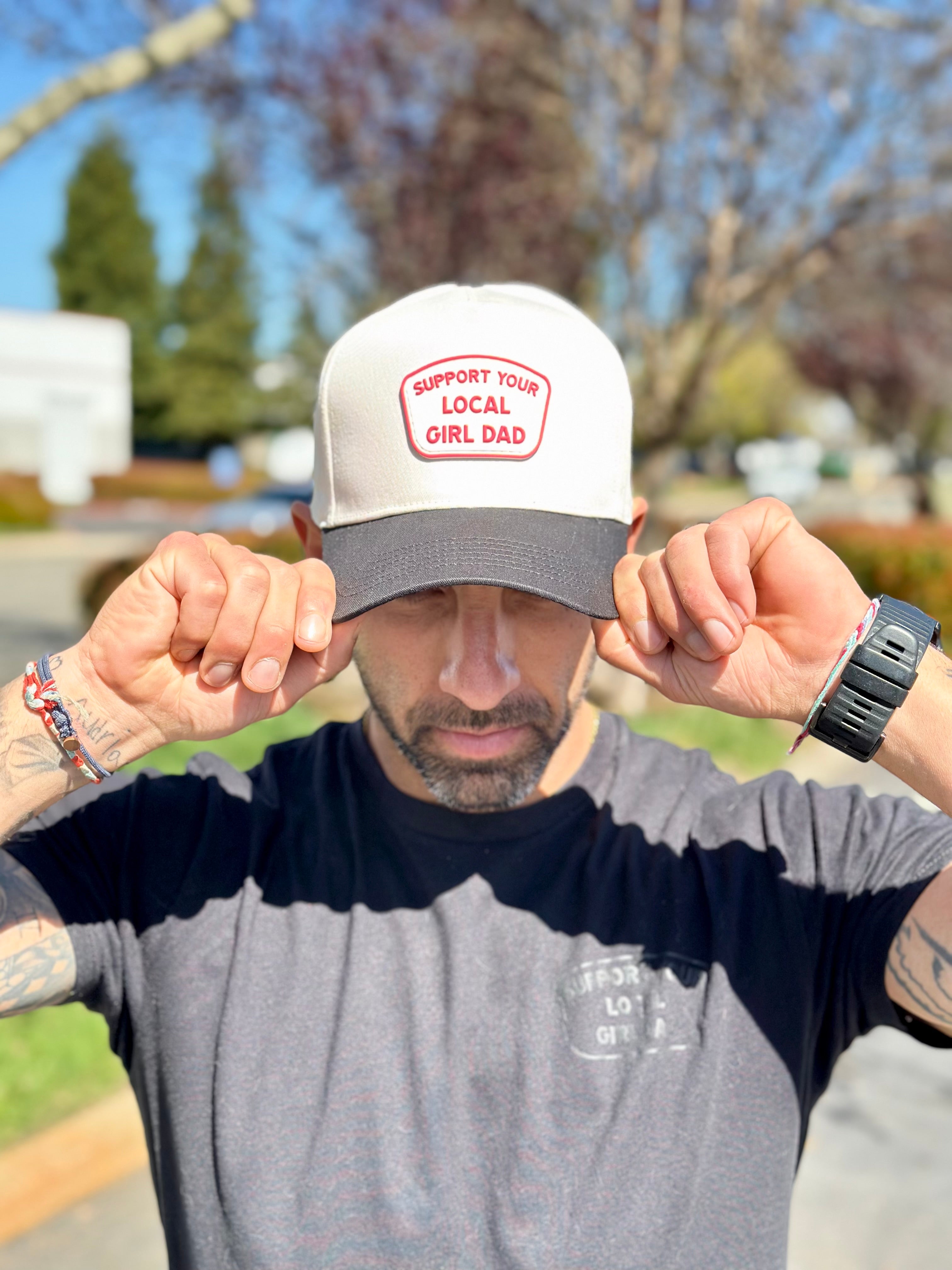 Image of Support Your Local Girl Dad 5-Panel (Cream/Black)