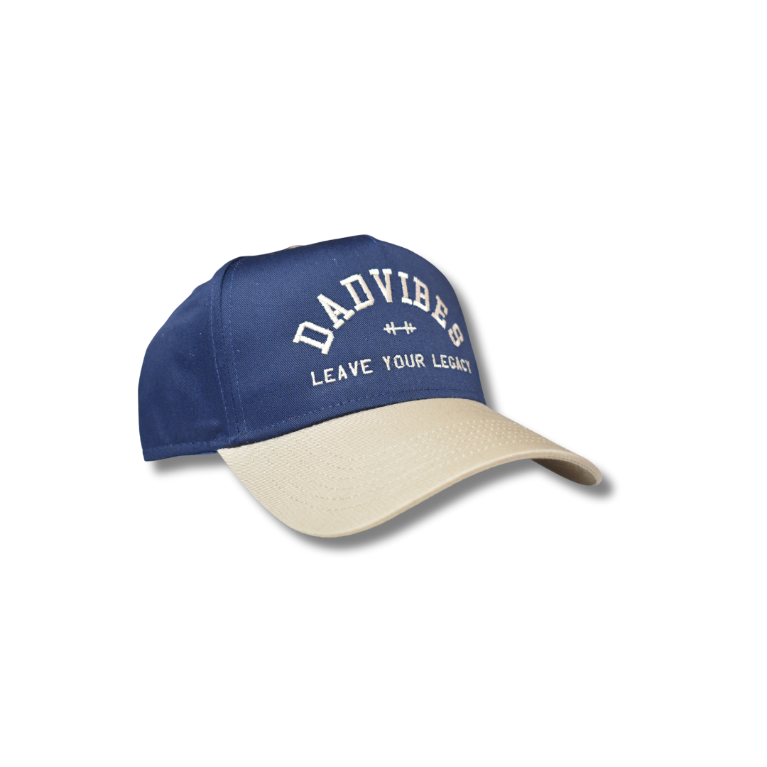 Image of DadVibes 5 Panel Hat (Navy & Khaki)