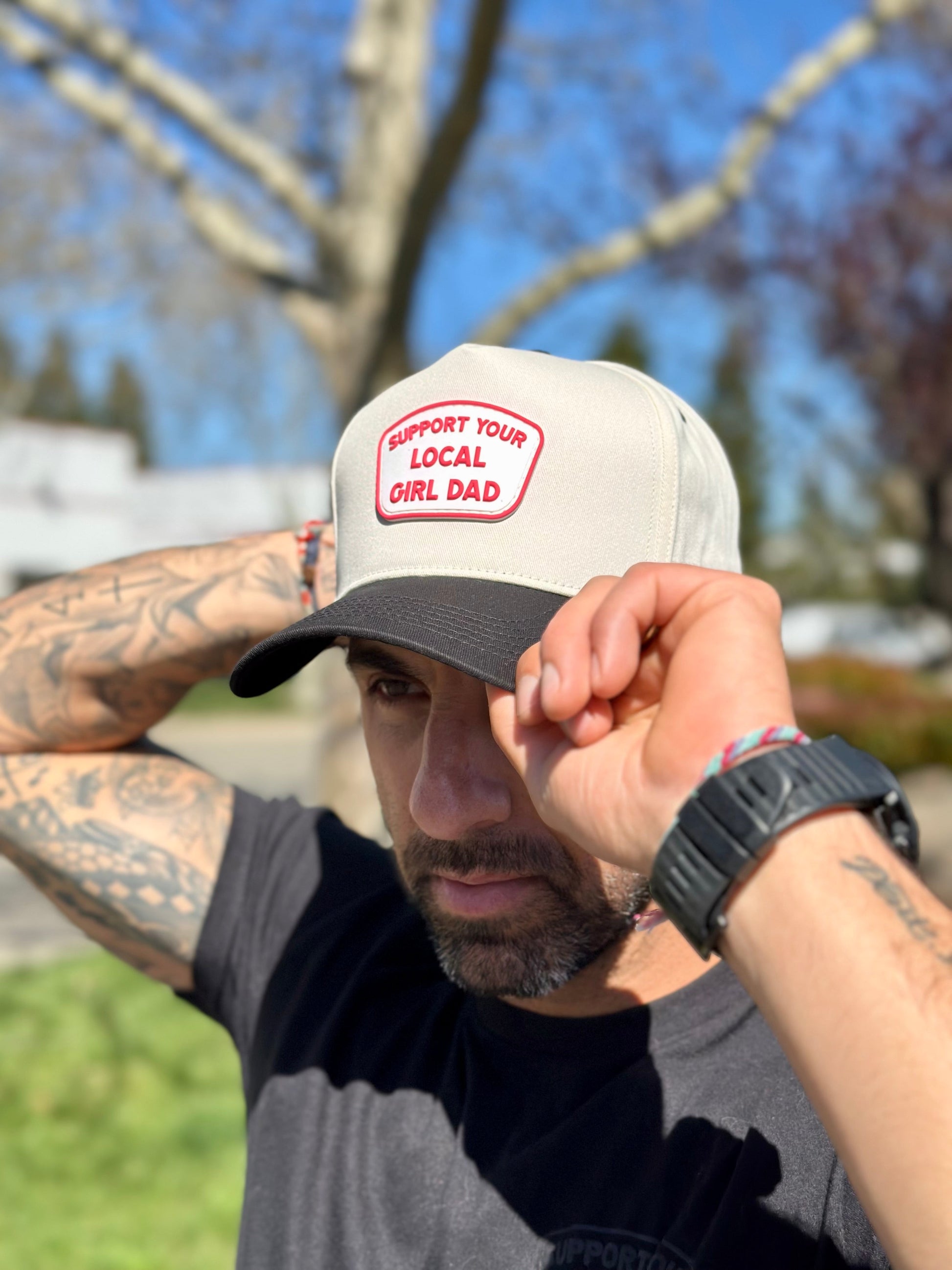Support Your Local Girl Dad 5-Panel (Cream/Black)