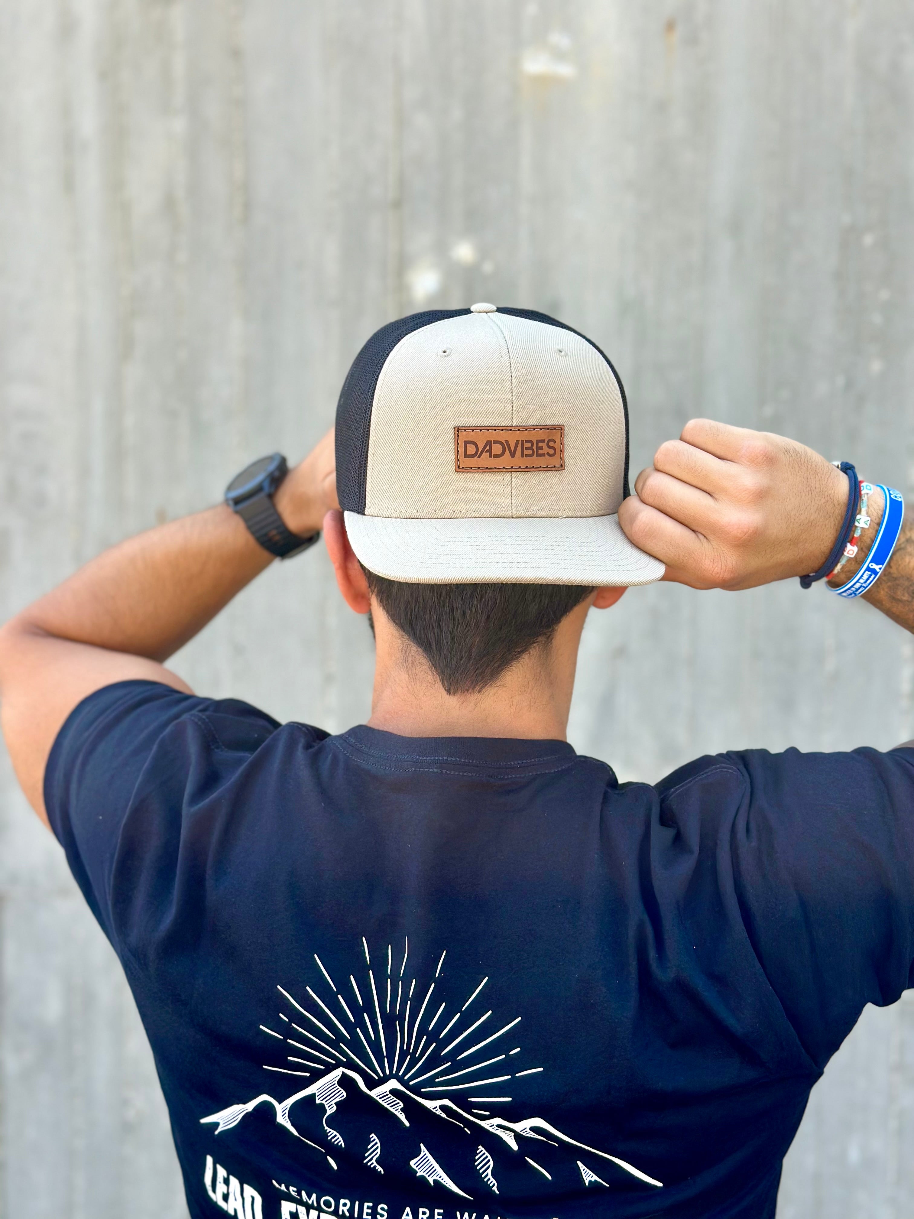 Image of Dadvibes Flat Bill Trucker Leather Patch Snapback