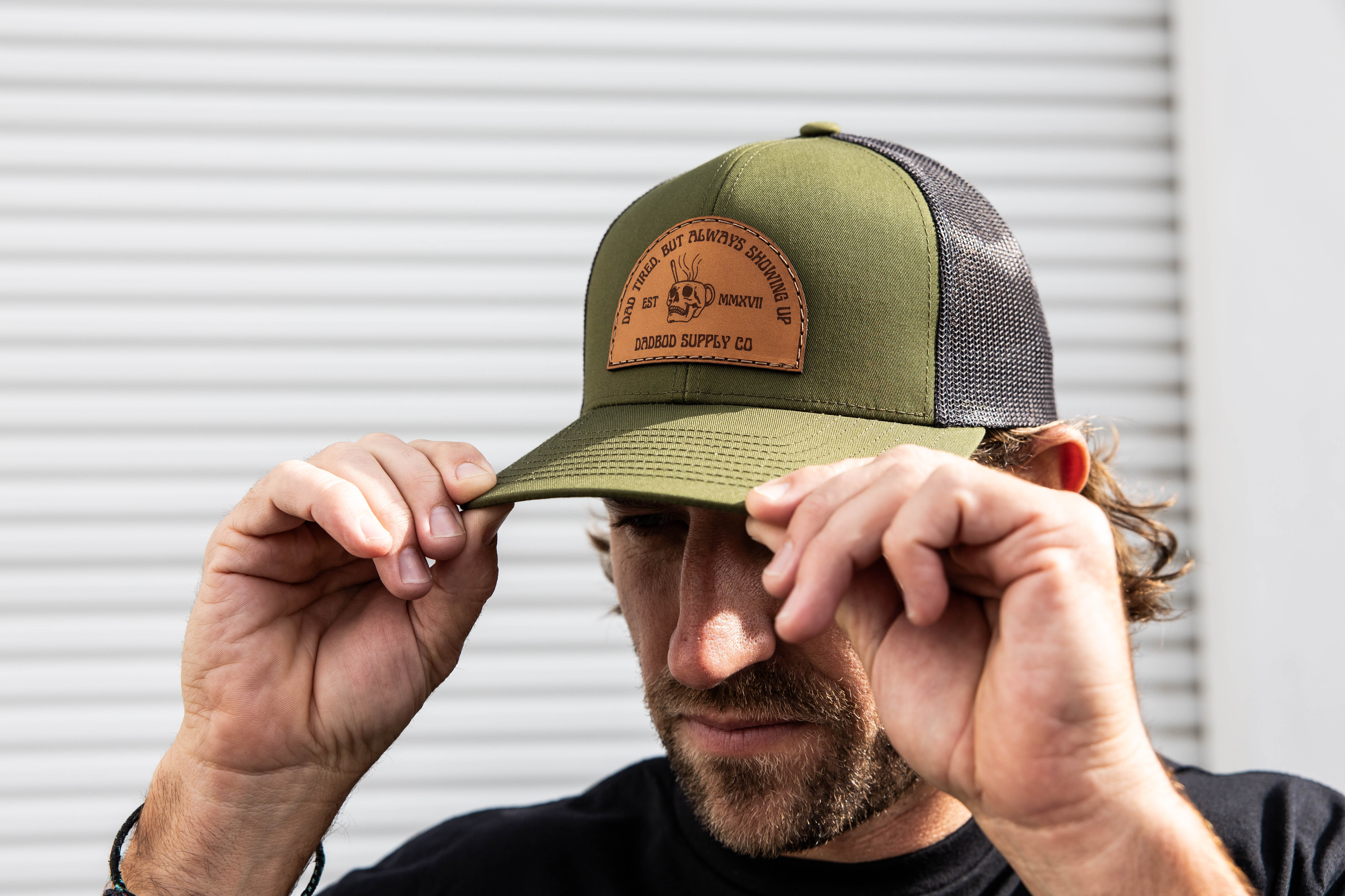Image of Dad Tired Leather Patch Hat
