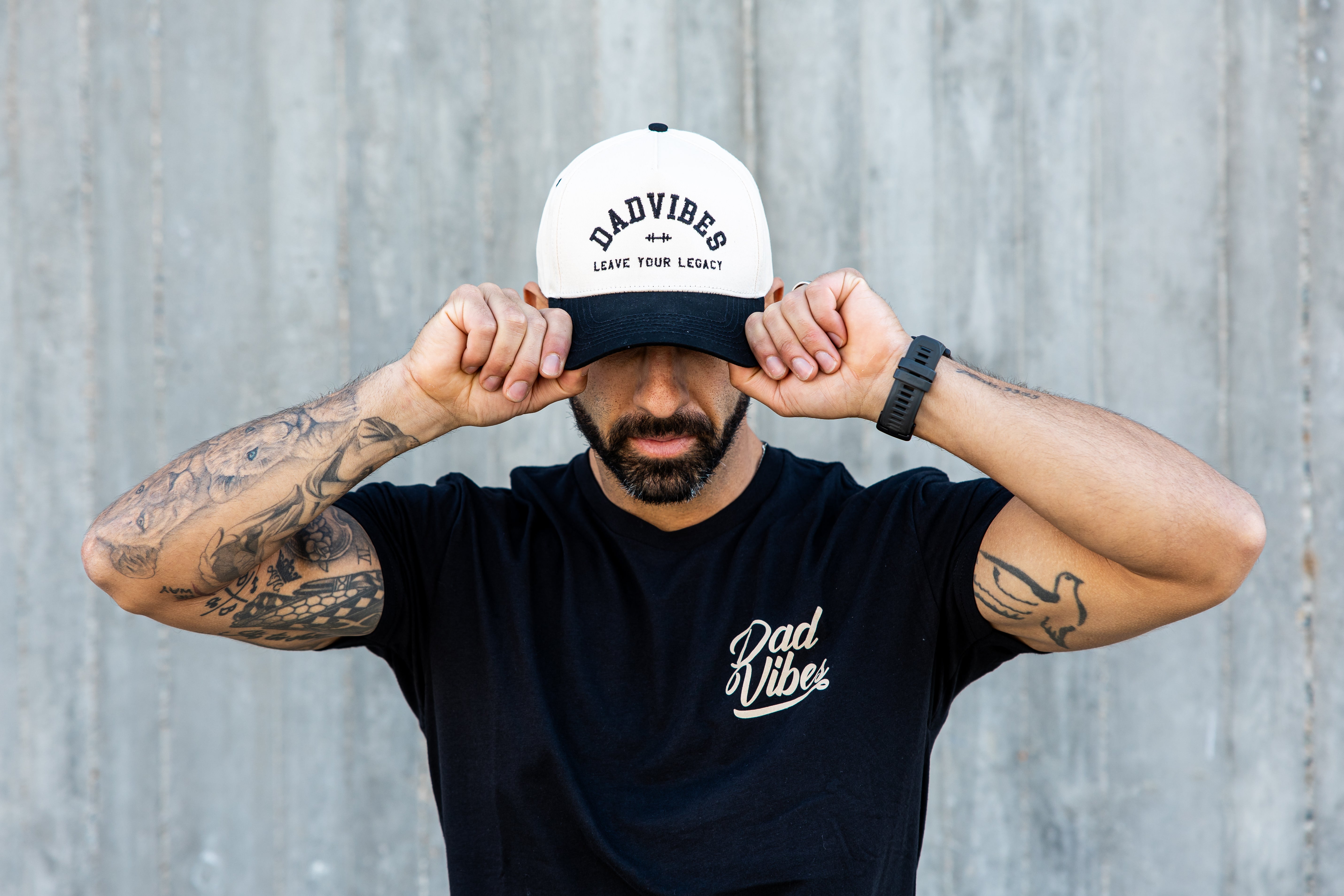 Image of DadVibes 5 Panel Hat (Cream/Black)