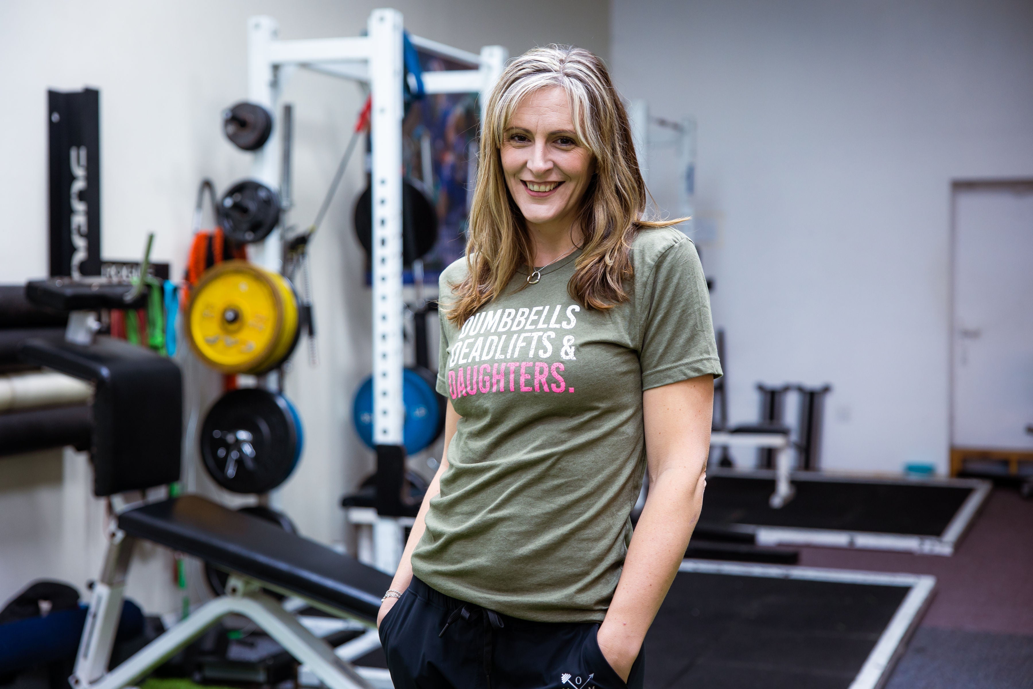 Image of Dumbbells Deadlifts & Daughters (Girl Mom) - Standard Length Shirt