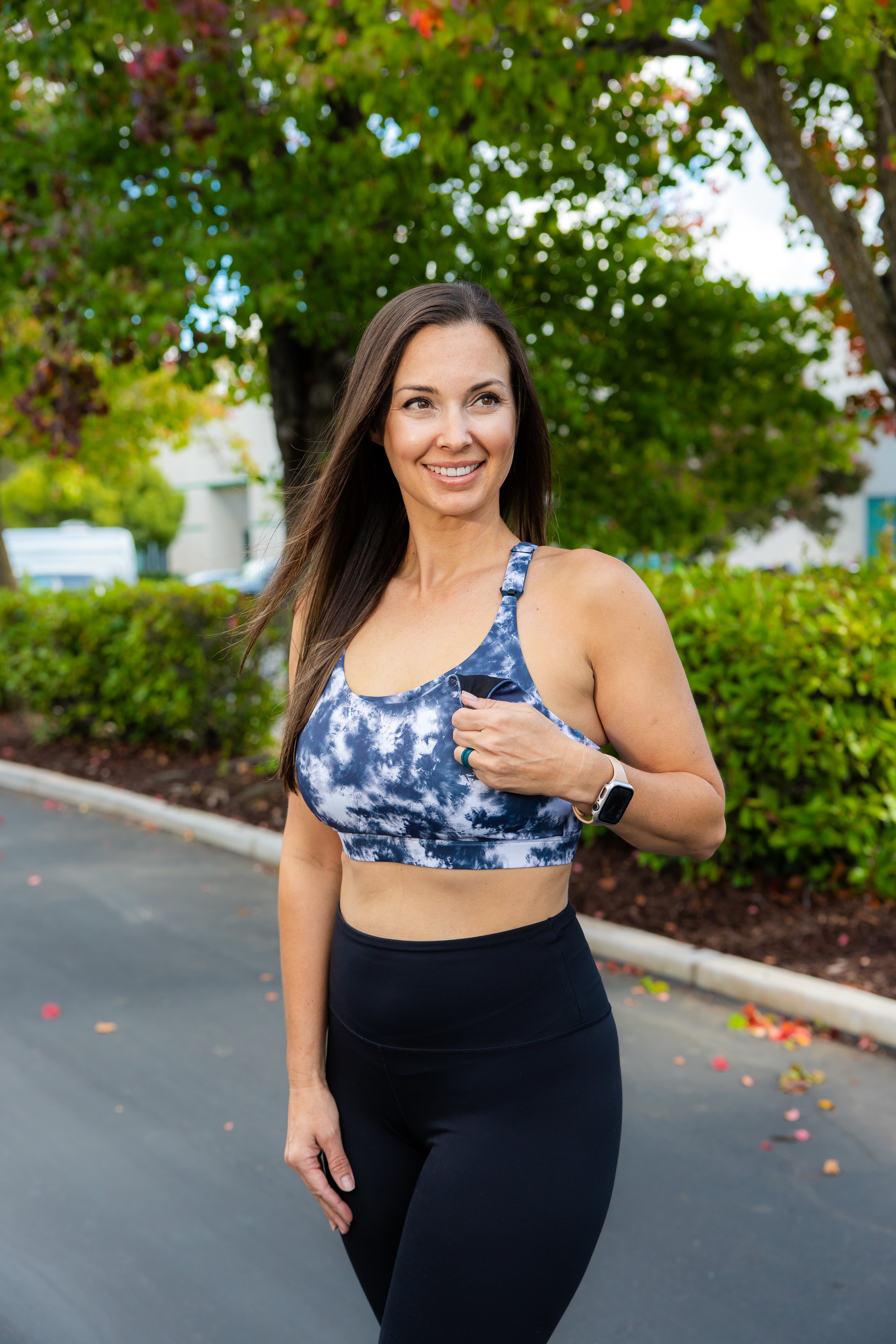 Image of Ultra Comfort Active Nursing MomBra - FIXED Pads (Grey Tie Dye)