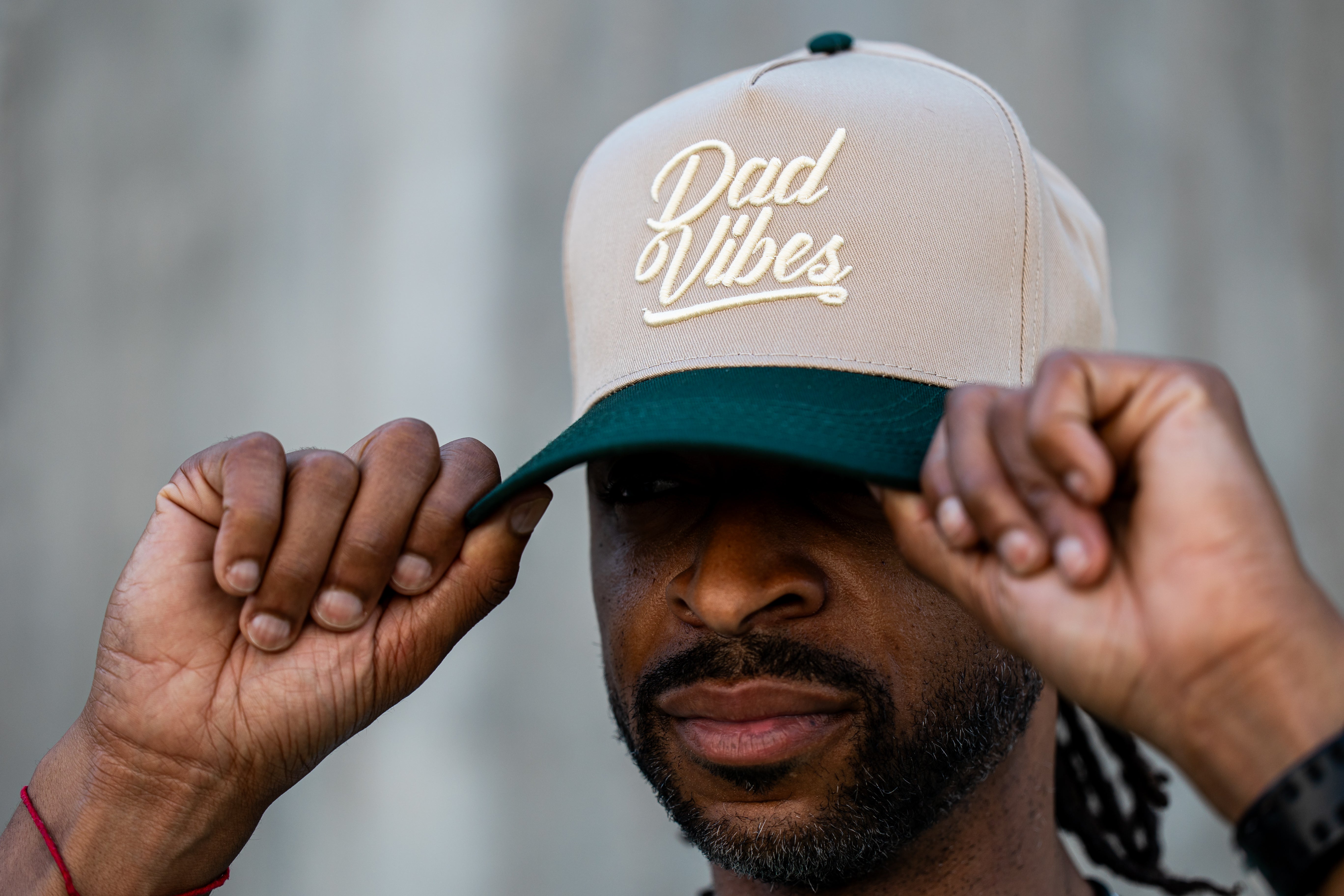 Image of DadVibes Script 5 Panel Hat (Khaki & Green)