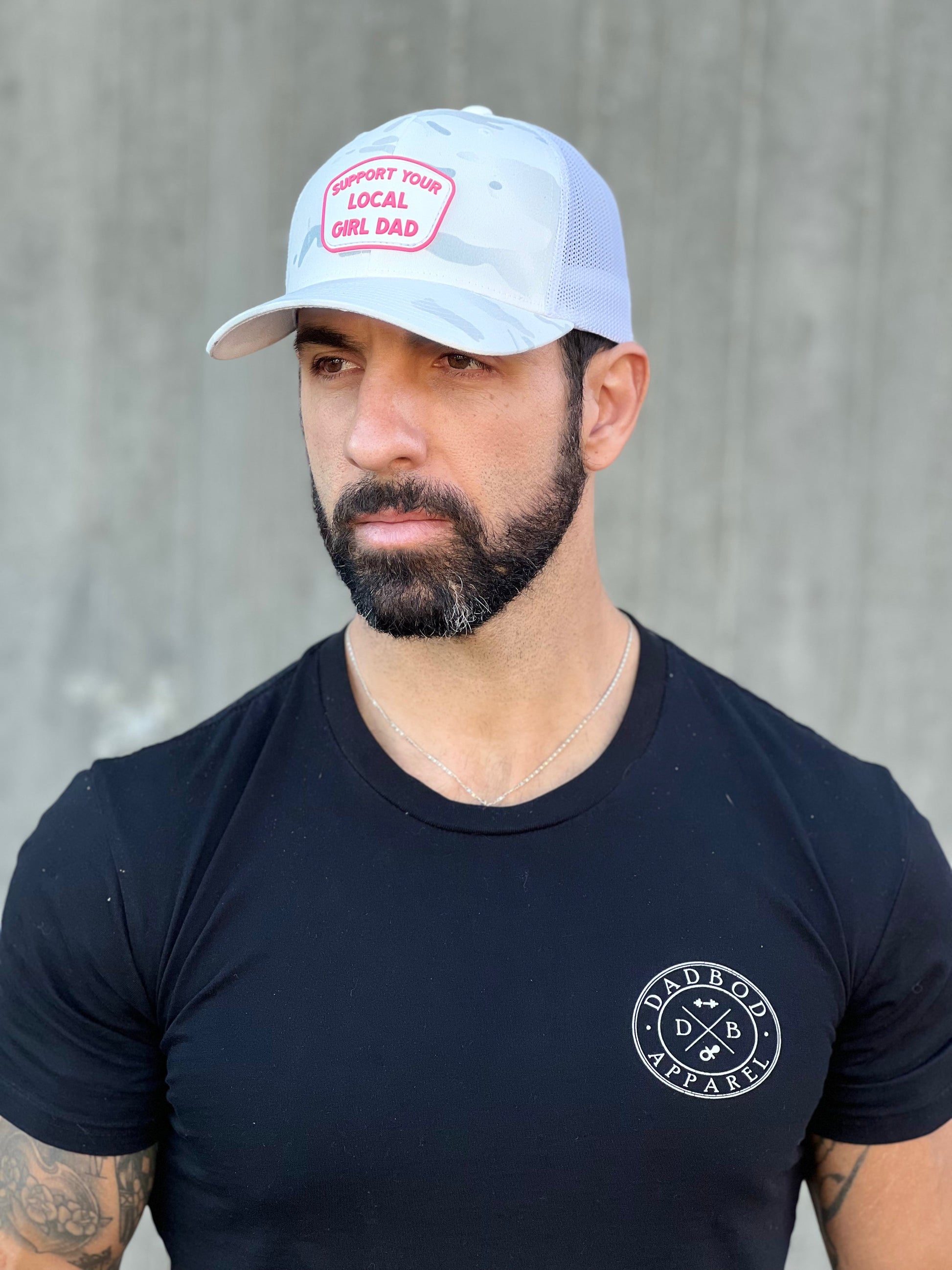 Support Your Local Girl Dad Snapback Patch Hat (Multicam White)