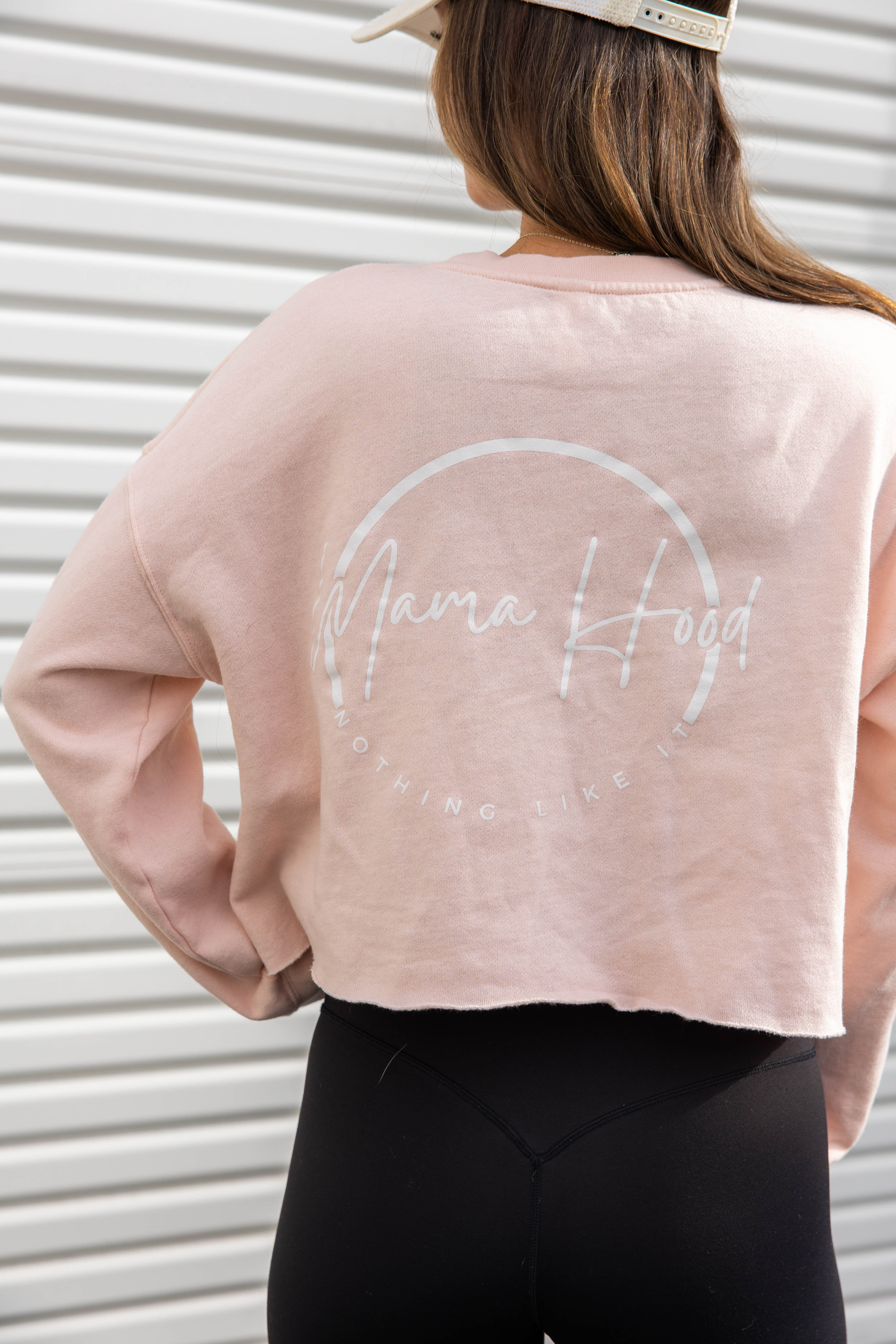 Image of Mama Hood Crop Crew Neck Sweatshirt