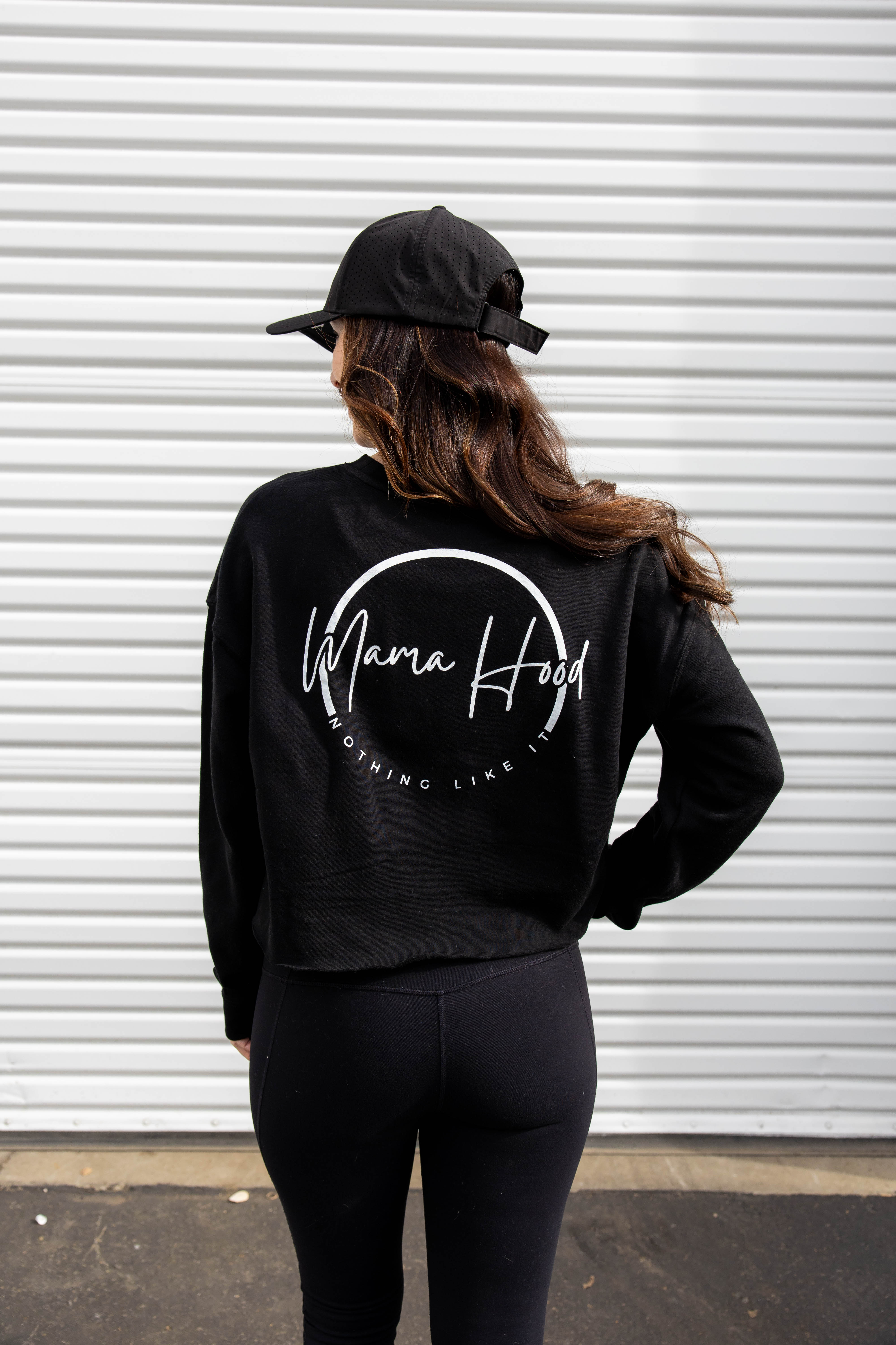 Image of Mama Hood Crop Crew Neck Sweatshirt