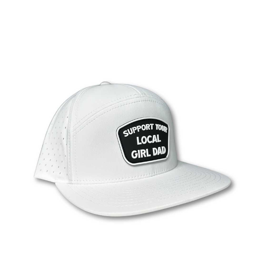 Image of Premium Active Support Your Local Girl Dad PVC Patch Hat (White)