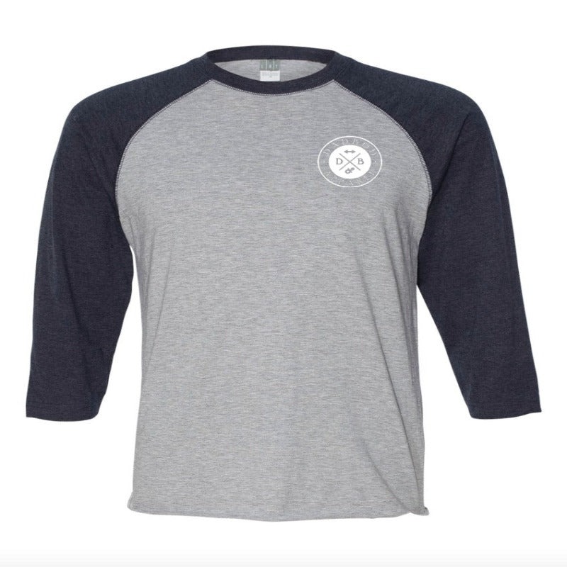 Image of DadBod Logo 3/4 Baseball Sleeve (Vintage Heather/Blue)