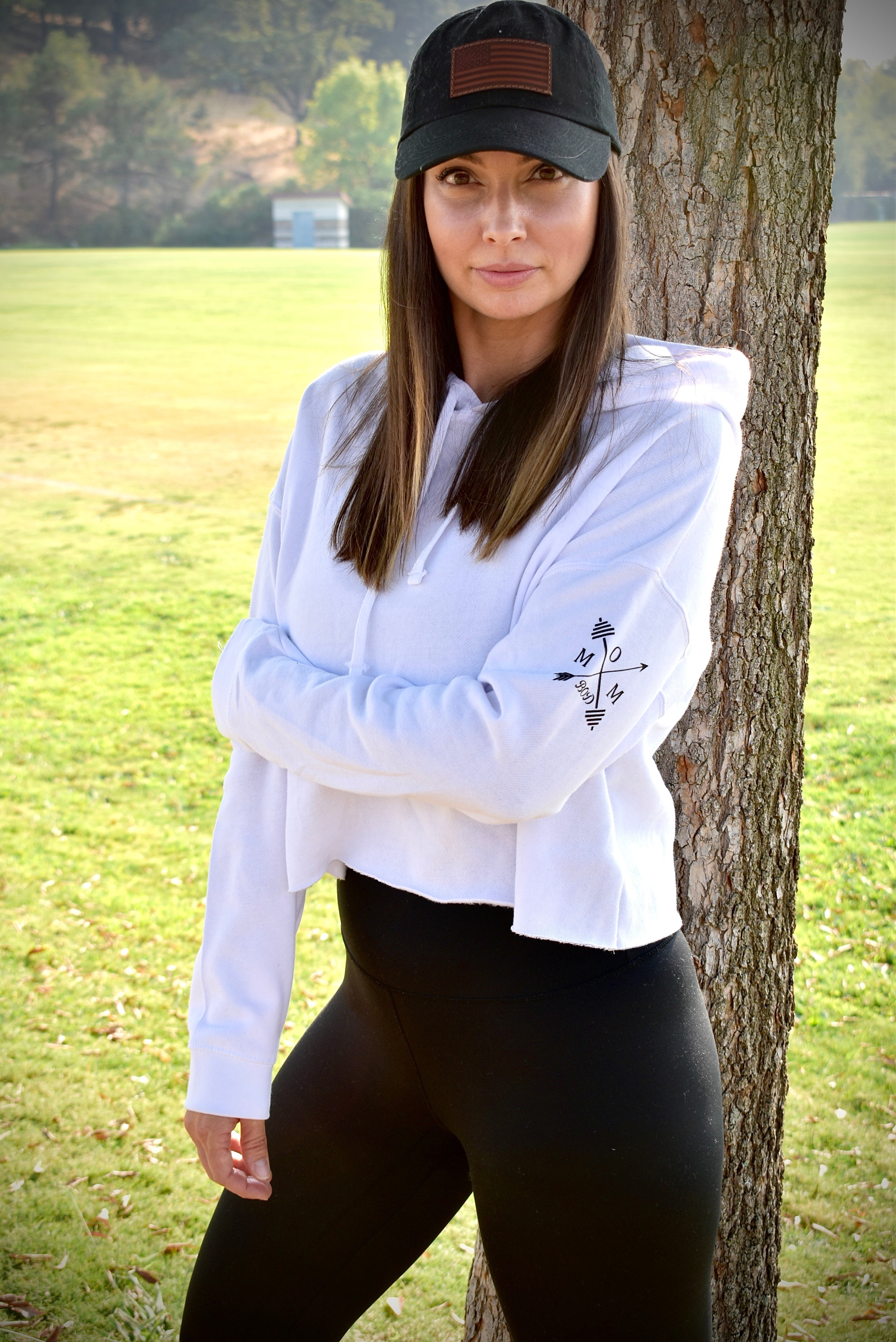 Image of MomVibe Cropped Women's Hoodie (Ice White)