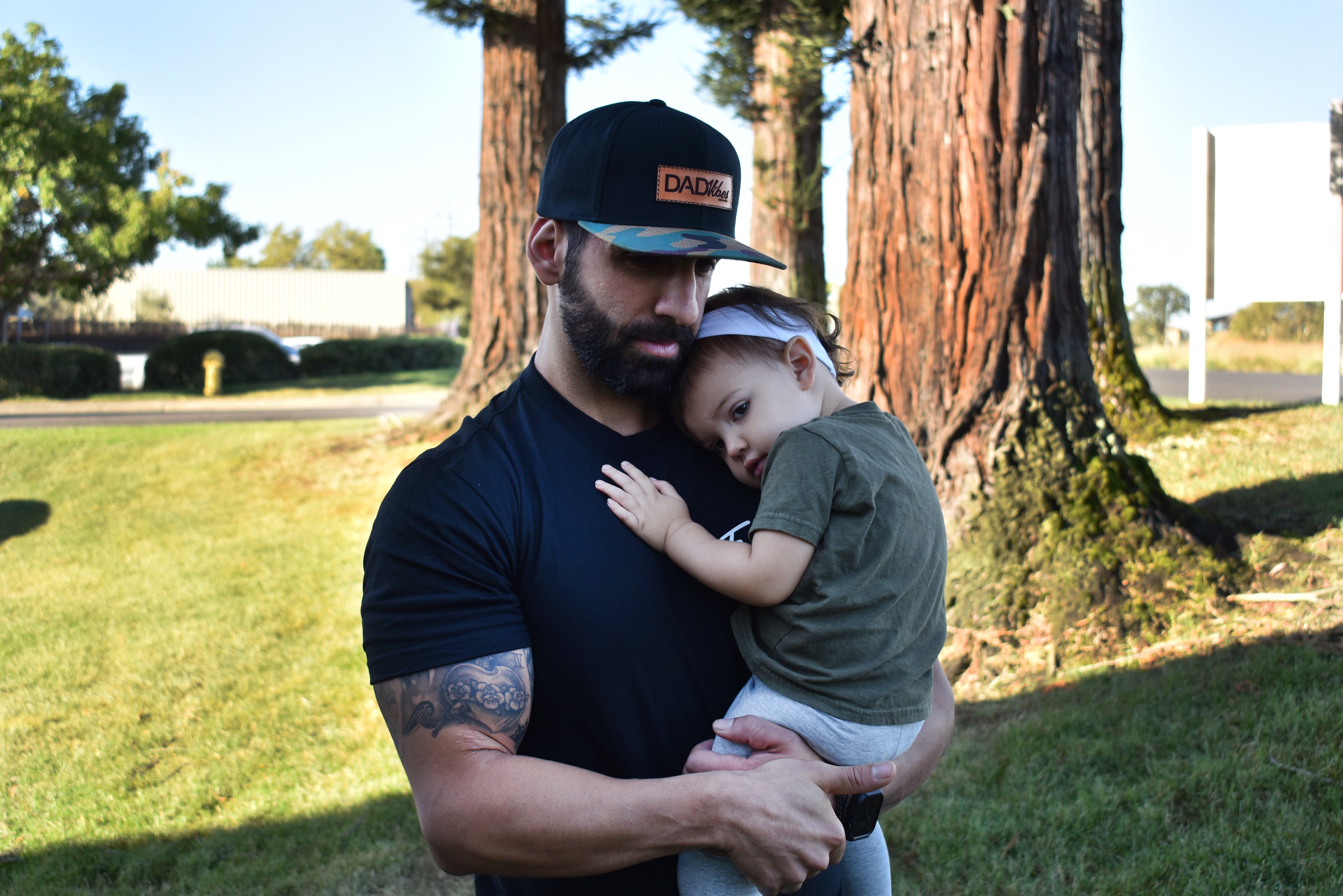 Image of DadVibes Patch Hat (Black/Camo Bill)