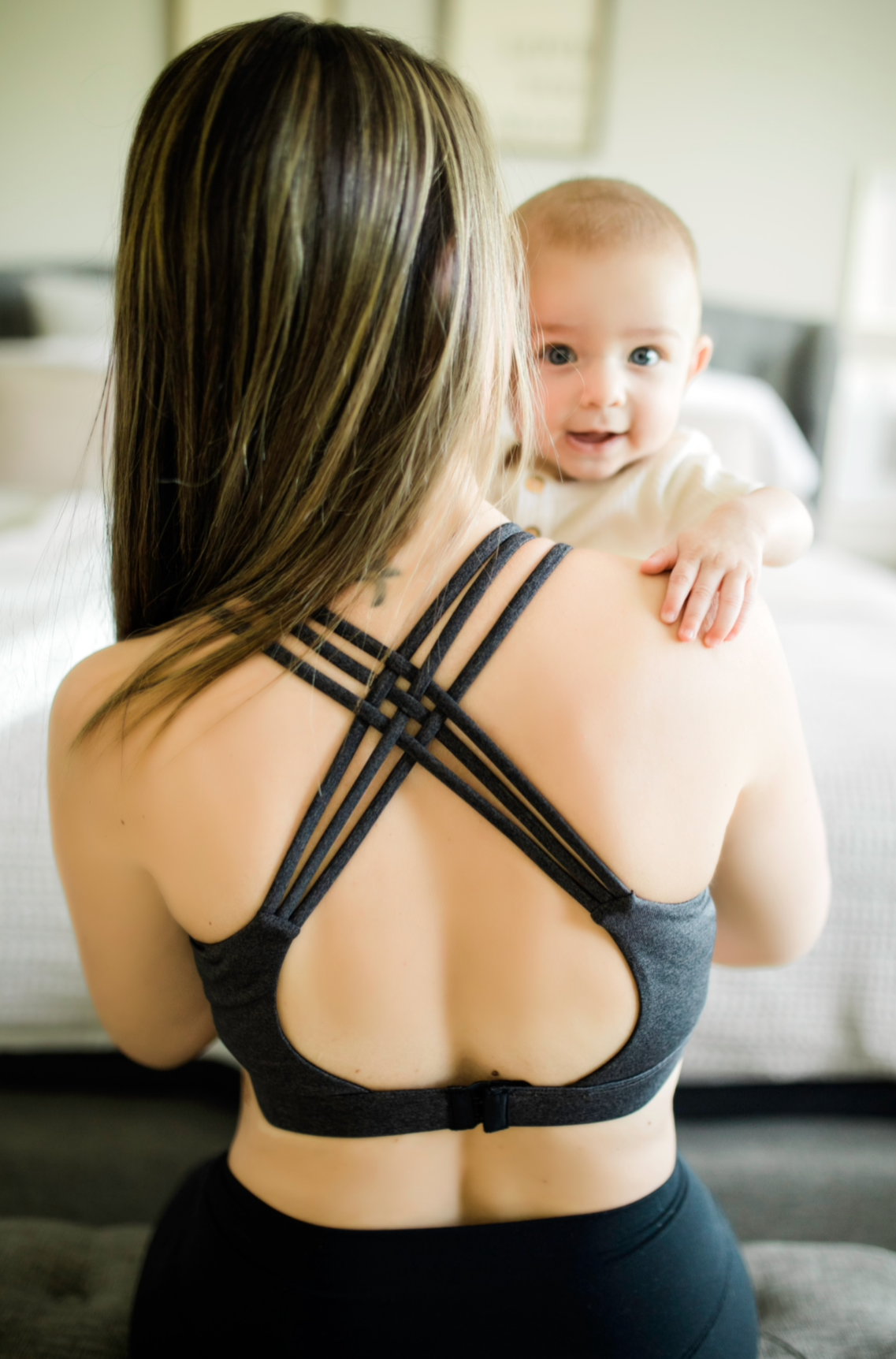 Image of Ultra Soft Active Nursing MomBra - FIXED Pads (Heathered Black)